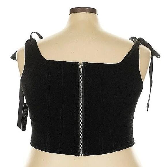 NWT Restyle Corset Top Bows Goth Black Moon Witchy Fairy Ren Fair Whimsy Velvet - Picture 2 of 7
